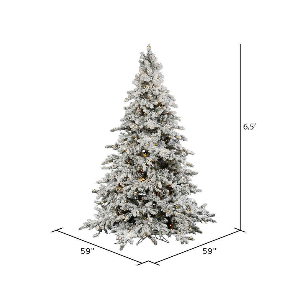 Vickerman 6.5' Flocked Utica Fir Artificial Christmas Tree Pure White LED Lights