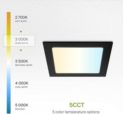 ASD Lighting LED Recessed Mini Panel Square 8inch 20W 120V Triac 2700/3000/3500/4000/5000K Black UL Energy Star
