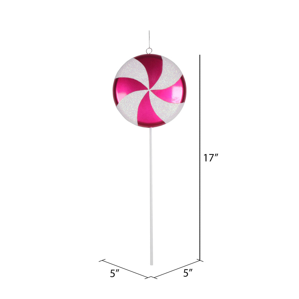 Vickerman 17" Cerise-White Candy Lollipop Christmas Ornament