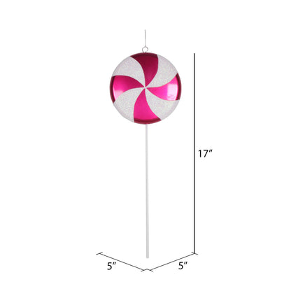Vickerman 17" Cerise-White Candy Lollipop Christmas Ornament