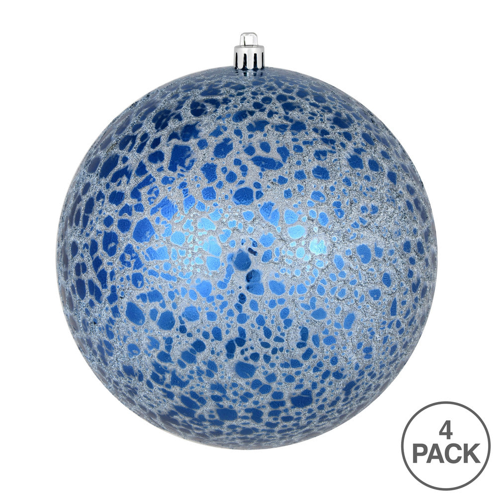 Vickerman 6" Midnight Blue Crackle Ball Ornament 4 per Bag