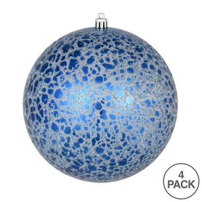 Vickerman 6" Midnight Blue Crackle Ball Ornament 4 per Bag