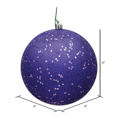 Vickerman 6" Purple Sequin Ball Ornament 4 per Bag