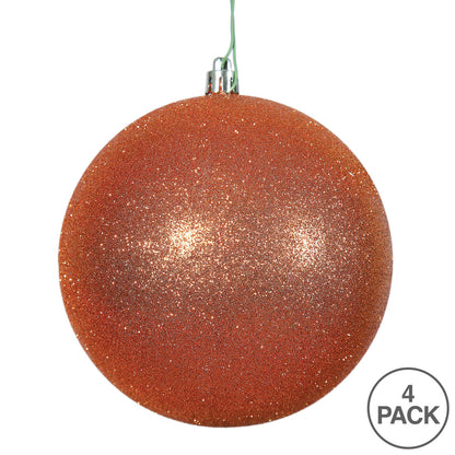 Vickerman 6" Burnished Orange Glitter Ball Ornament 4 per Bag