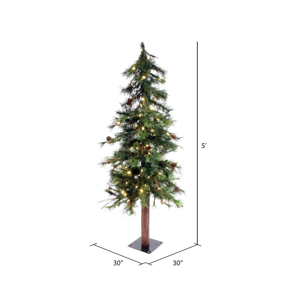 Vickerman 5' Mixed Country Alpine Artificial Christmas Tree Warm White Dura-Lit® LED Lights