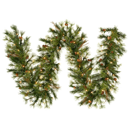Vickerman 9' Mixed Country Pine Artificial Christmas Garland Clear Dura-lit Incandescent Lights