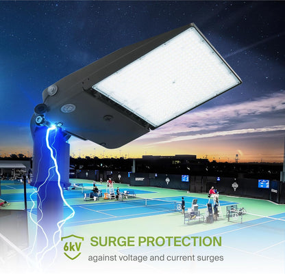 ASD Lighting LED Area Light with Q-base 100/120/150W 120-277V 0-10V Dimmable 170Lm/W 3000/4000/5000K with Photocell Black UL DLC Premium