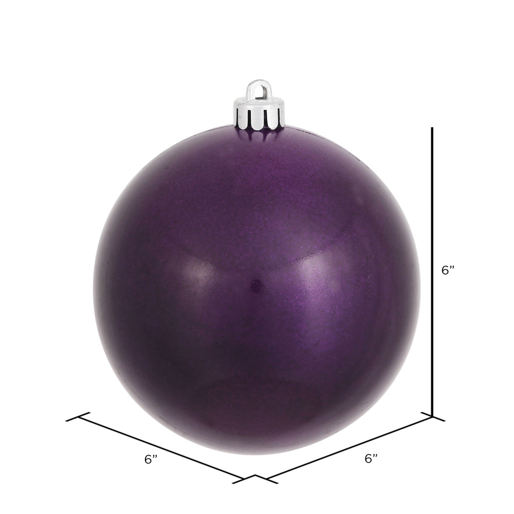 Vickerman 6" Plum Candy Ball Ornament 4 per Bag