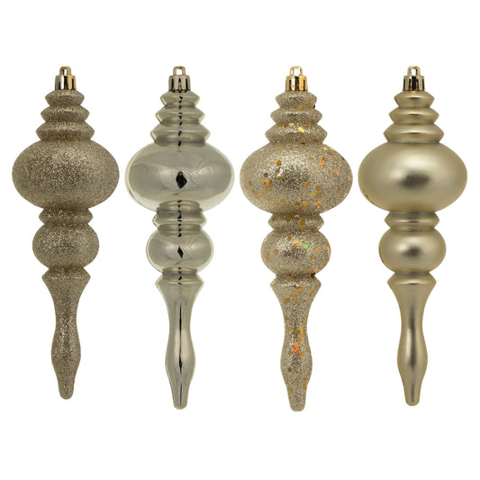 Vickerman 7" Champagne 4-Finish Finial Ornament 8 per Box
