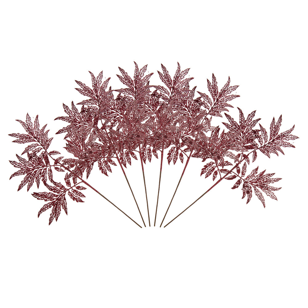 Vickerman 22" Burgundy Glitter Sumac Artificial Christmas Spray. Includes 6 sprays per pack.