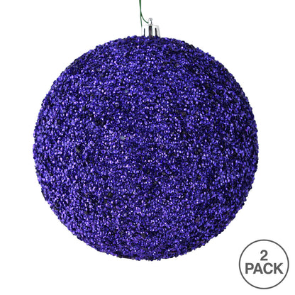 Vickerman 8" Cobalt Blue Beaded Ball Ornament 2 per Bag