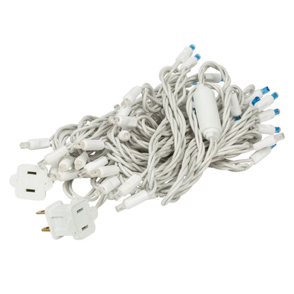 Vickerman 50 Blue-White Wide Angle LED Light on White Wire 25' Christmas Single Mold Light Strand