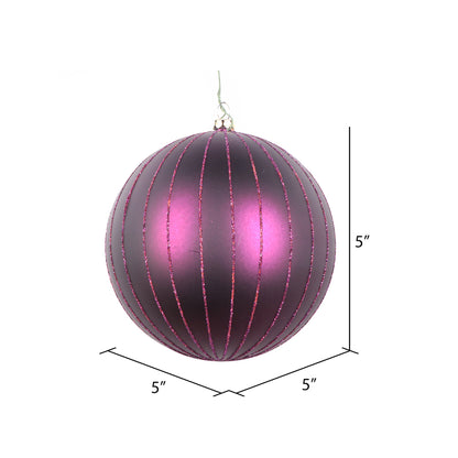 Vickerman 5" Plum Matte Glitter Ball Christmas Ornament 4 pieces per bag