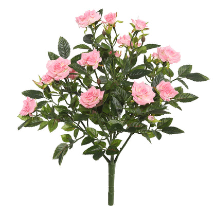Vickerman 15" Artificial Light Pink Mini Diamond Rose Bush.