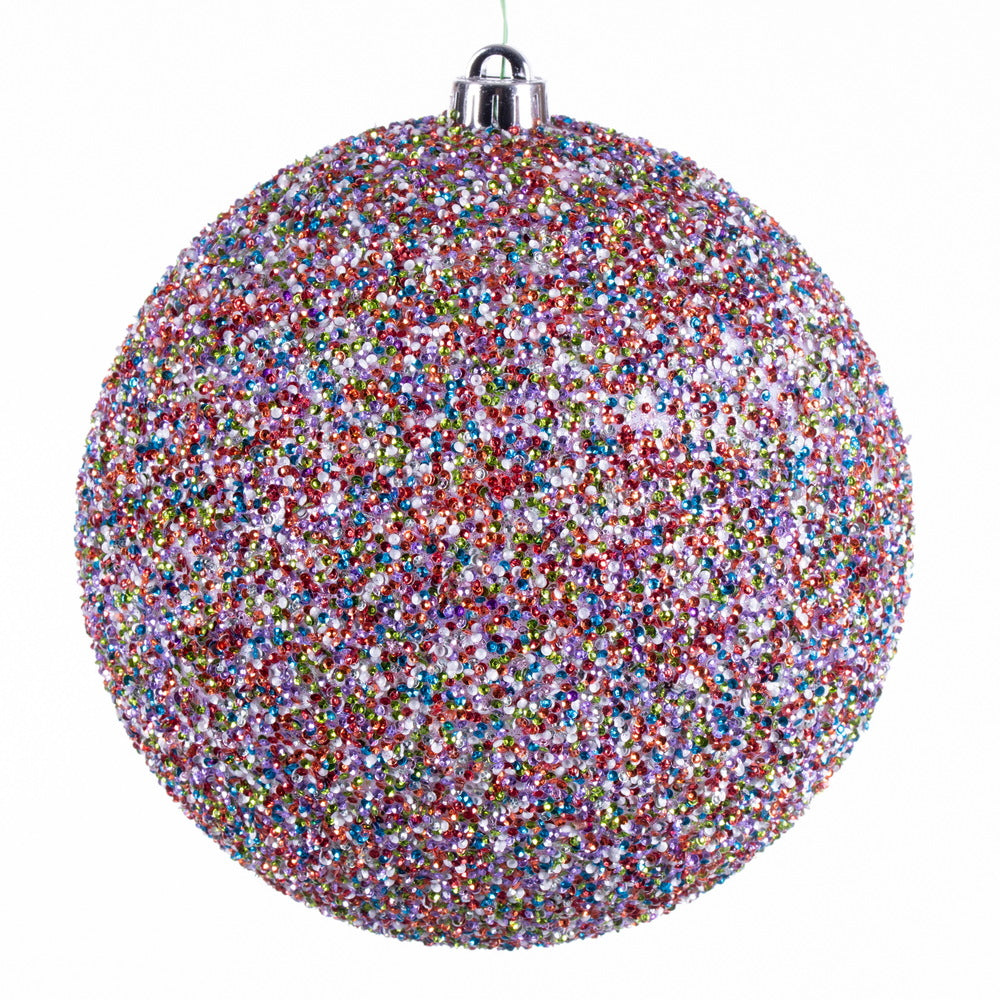 Vickerman 8" Multi-Colored Beaded Ball Ornament 2 per Bag