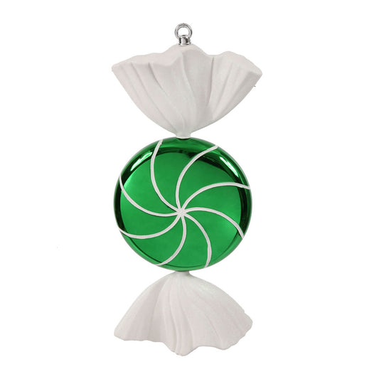 Vickerman 18.5" Green-White Swirl Candy Christmas Ornament