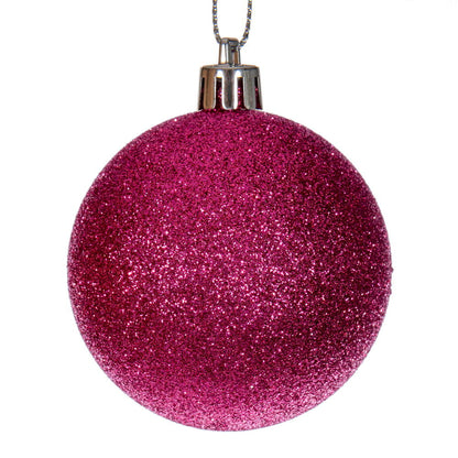 Vickerman 2.4" (60mm) Hot Pink 4-Finish Ball Ornament Set 24 per box.