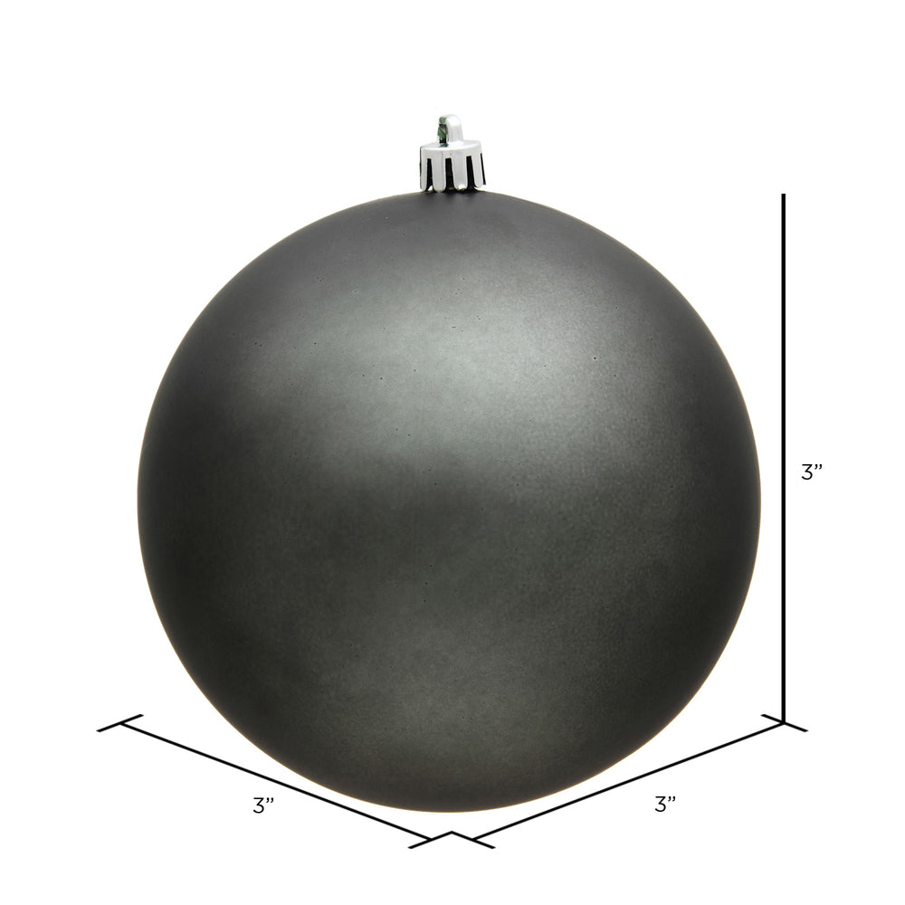 Vickerman 3" Pewter Matte Ball Ornament 12 per Bag