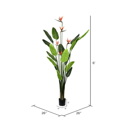 Vickerman 6' Artificial Potted Bird of Paradise Palm Tree.