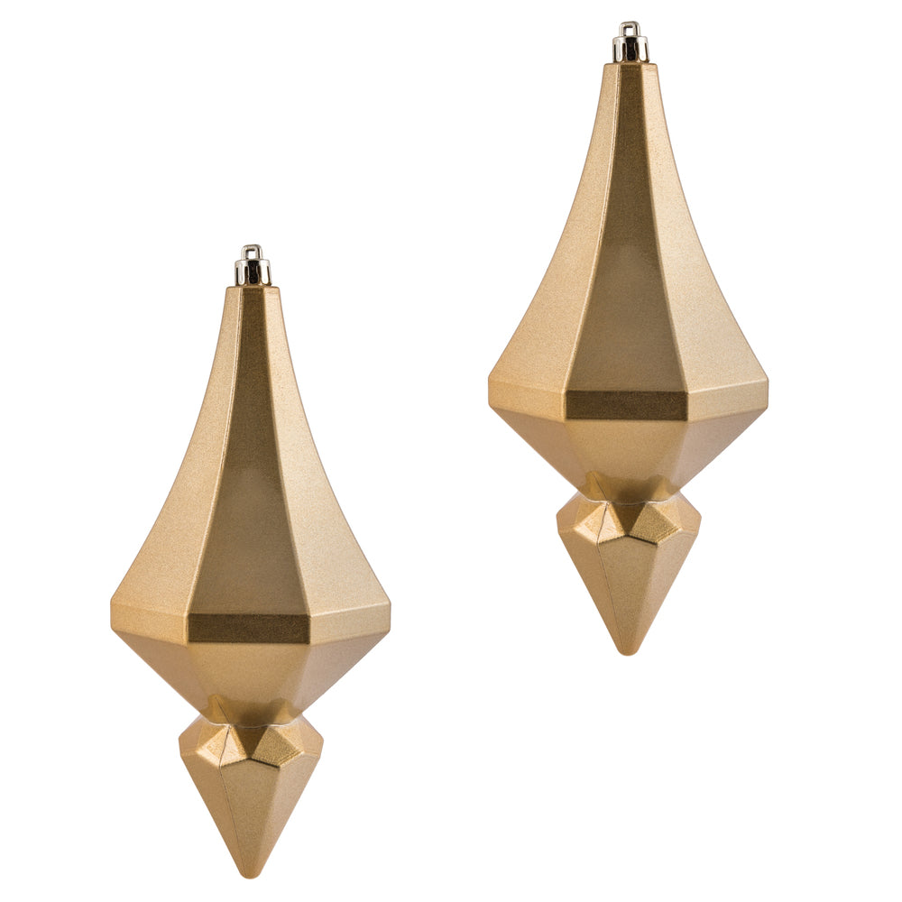 Vickerman 8" Gold Candy Finish Diamond Finial Ornament Pack of 2