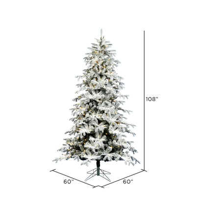 Vickerman 9' x 60" Flocked York Spruce Artificial Christmas Tree EZ Dura-lit Color Changing LED Lights.