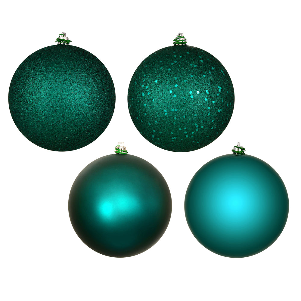 Vickerman 6" Dark Teal 4-Finish Ball Ornament Assortment 4 per Box