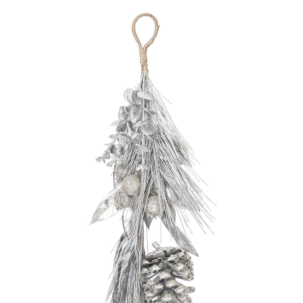 Vickerman 6’ Silver Artificial Pinecone Needle Berry Garland Unlit