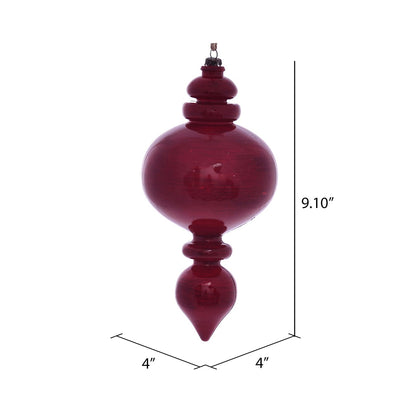 Vickerman 9" Red Wood Grain Rounded Finial Ornament Pack of 3