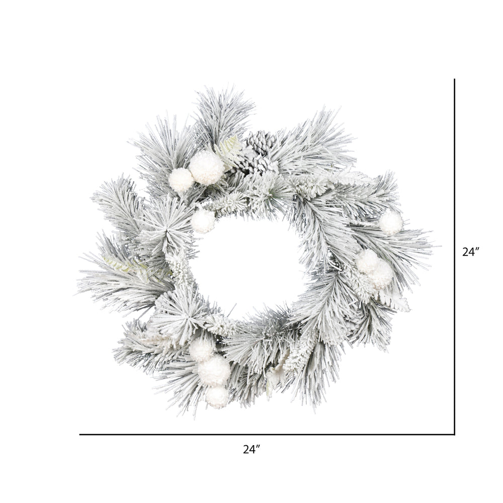 Vickerman 24" Frosted Beacon Pine Artificial Christmas Wreath Unlit