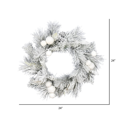 Vickerman 24" Frosted Beacon Pine Artificial Christmas Wreath Unlit