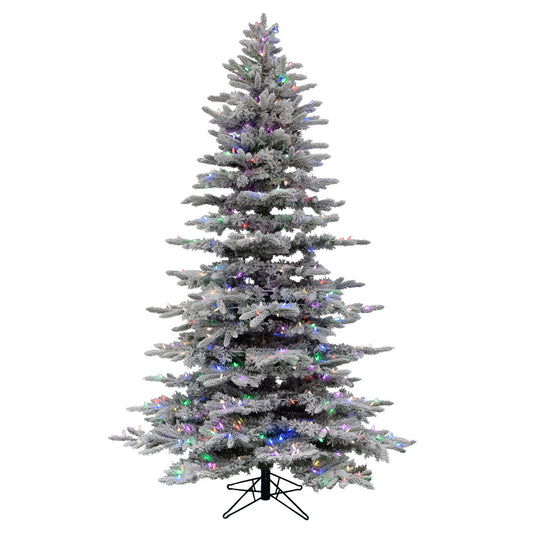Vickerman 7.5' x 57" Flocked Arctic Fir Artificial Christmas Tree RGB Color Changing Low Voltage LED Lights