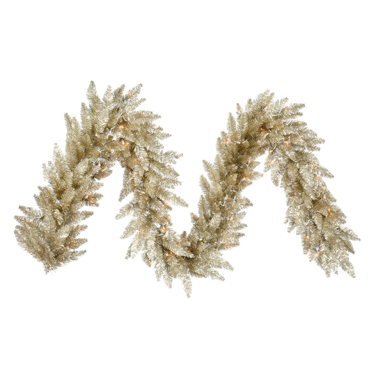 Vickerman 9' Champagne Artificial Christmas Garland Unlit
