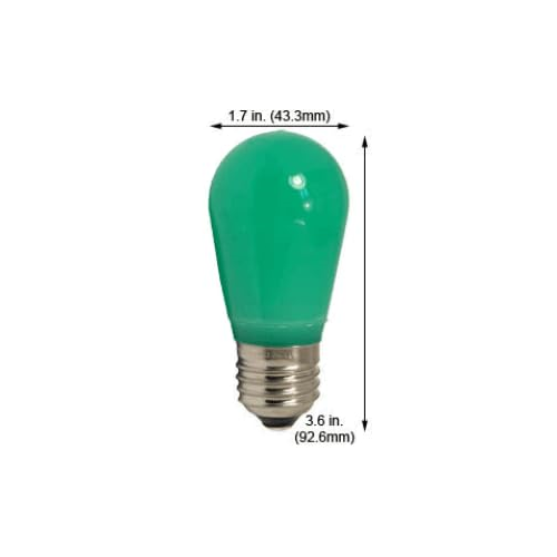 Damar- S14 Colored LED String Light Bulb Green Finish 0.55W-1.5W E26 Medium Base 100-130V Pack of 6- Shatterproof Waterproof Outdoor Indoor Replacement Bulb for Home Decorations Christmas Halloween