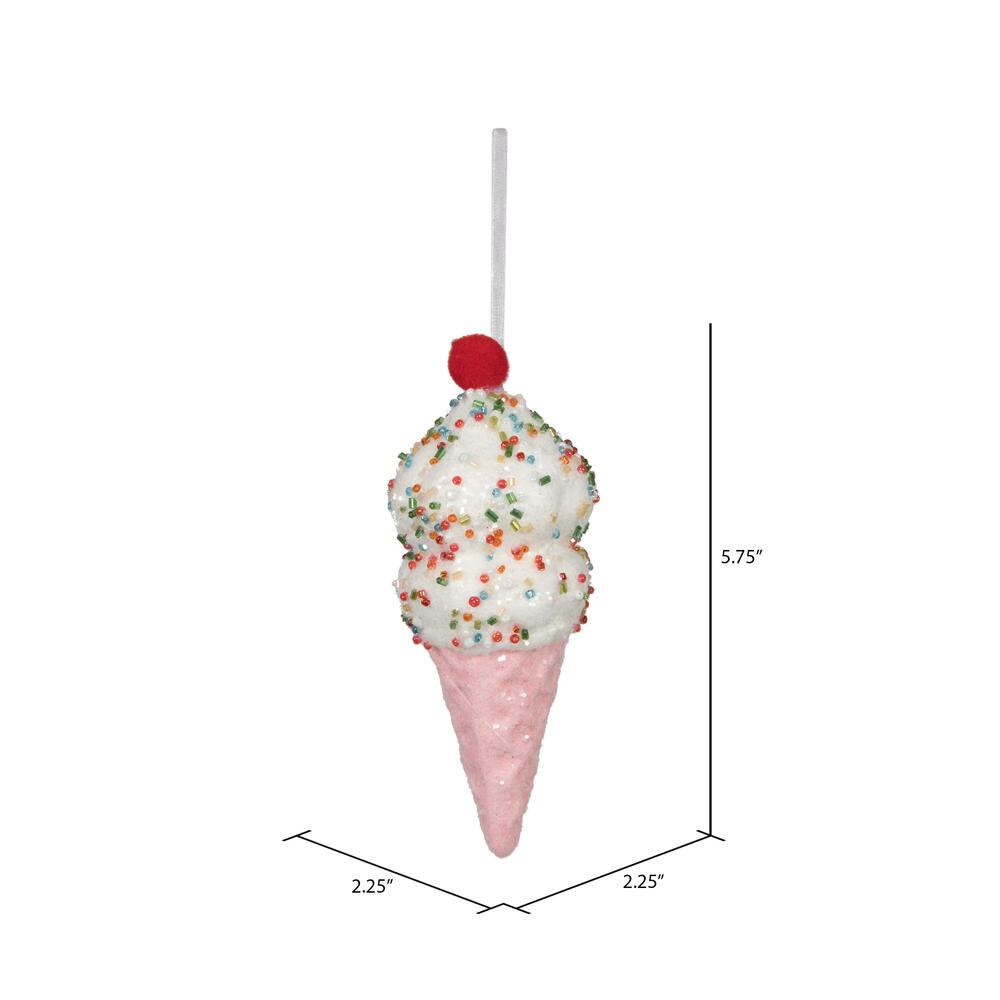 Vickerman 5.75" Pink Ice Cream Cone Ornament 3 per bag.