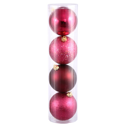 Vickerman 10" Wine 4-Finish Ball Ornament Assortment 4 per Bag