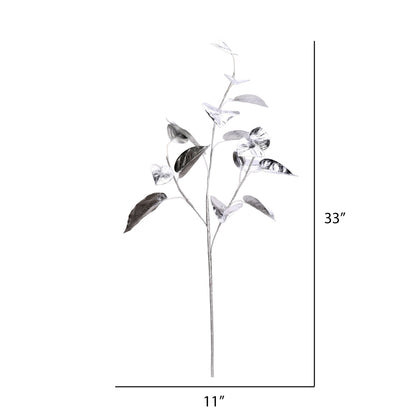 Vickerman 33" Silver Shiny Leaf Artificial Christmas Spray. Includes 2 sprays per pack.