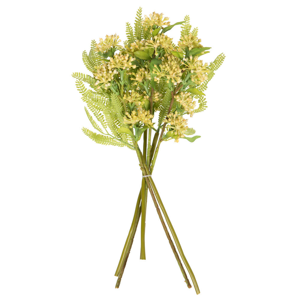 Vickerman 14" Bumblebee Yellow Artificial Wild Berry and Green Fern Bundle 2 per bag.