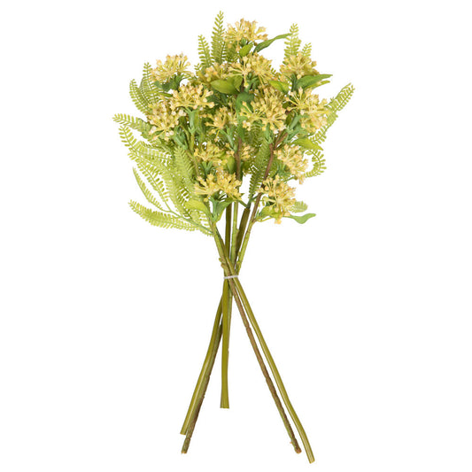 Vickerman 14" Bumblebee Yellow Artificial Wild Berry and Green Fern Bundle 2 per bag.
