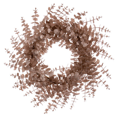 Vickerman 24" Café Latte Artificial Eucalyptus Glitter Wreath.