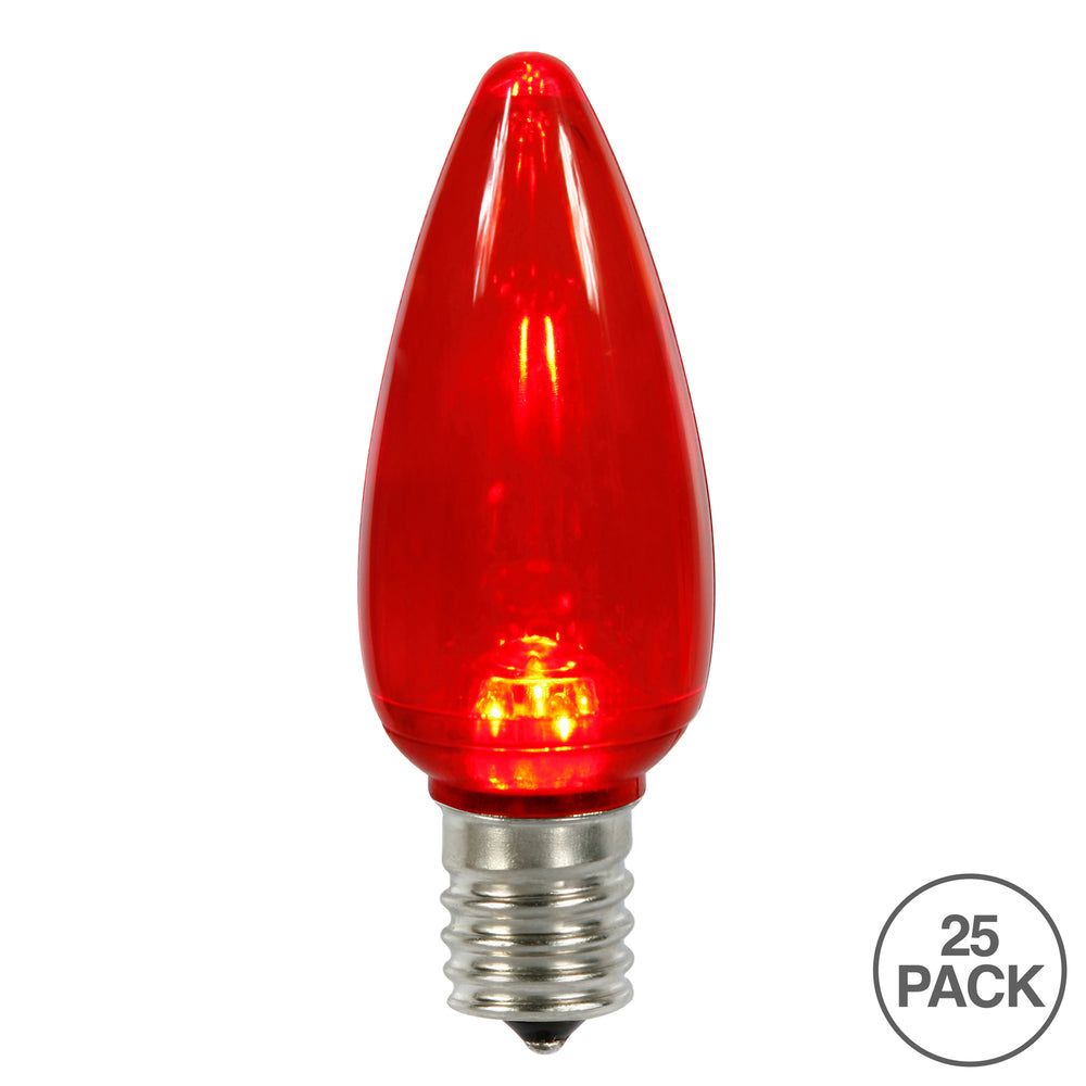 Vickerman C9 Twinkle Transparent Plastic LED Red Dimmable Bulb E17 Nickel Base 25 per bag