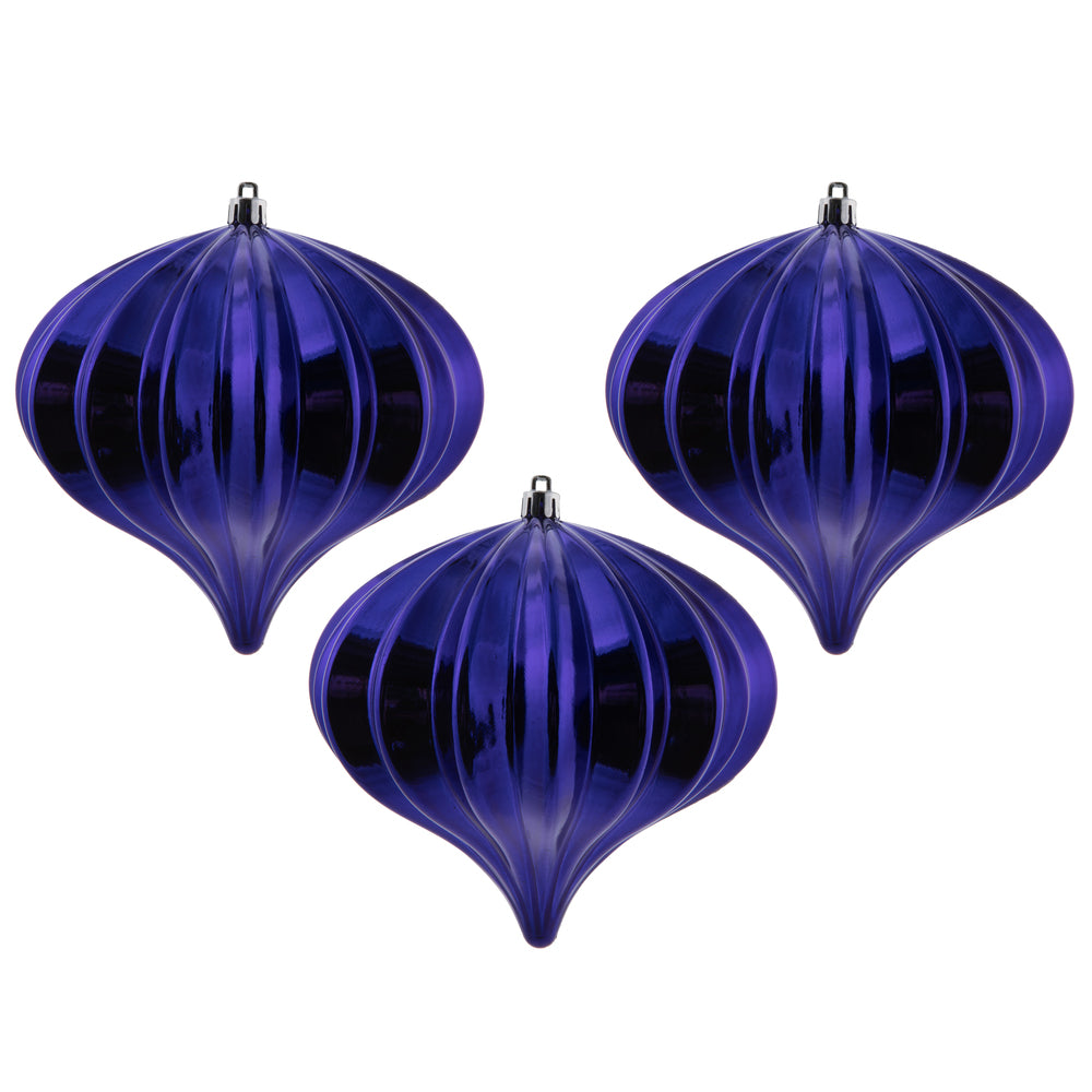 Vickerman 5.7" Purple Shiny Onion Christmas Ornament UV treated Set of 3