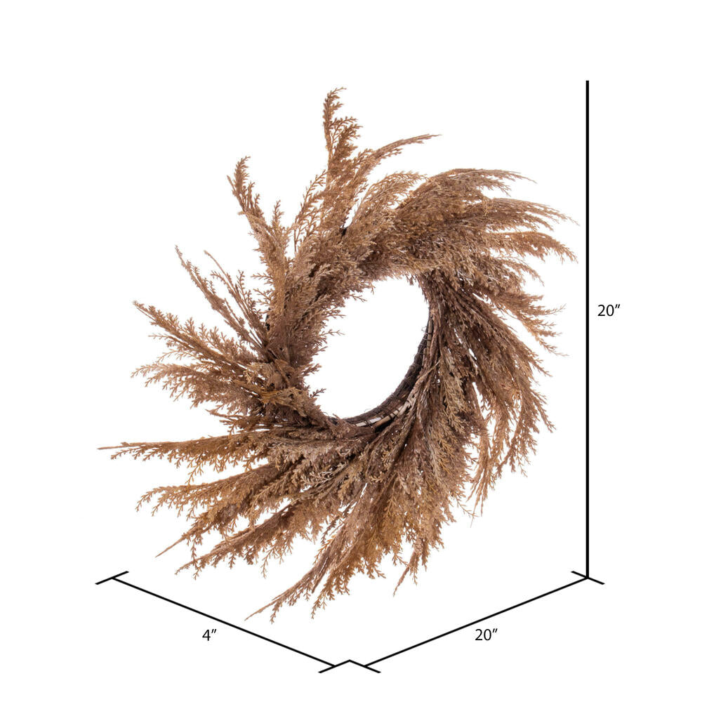 Vickerman 20" Artificial Mocha Brown Pampas Grass Wreath