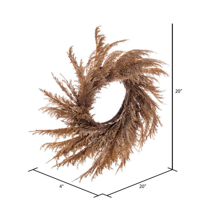 Vickerman 20" Artificial Mocha Brown Pampas Grass Wreath