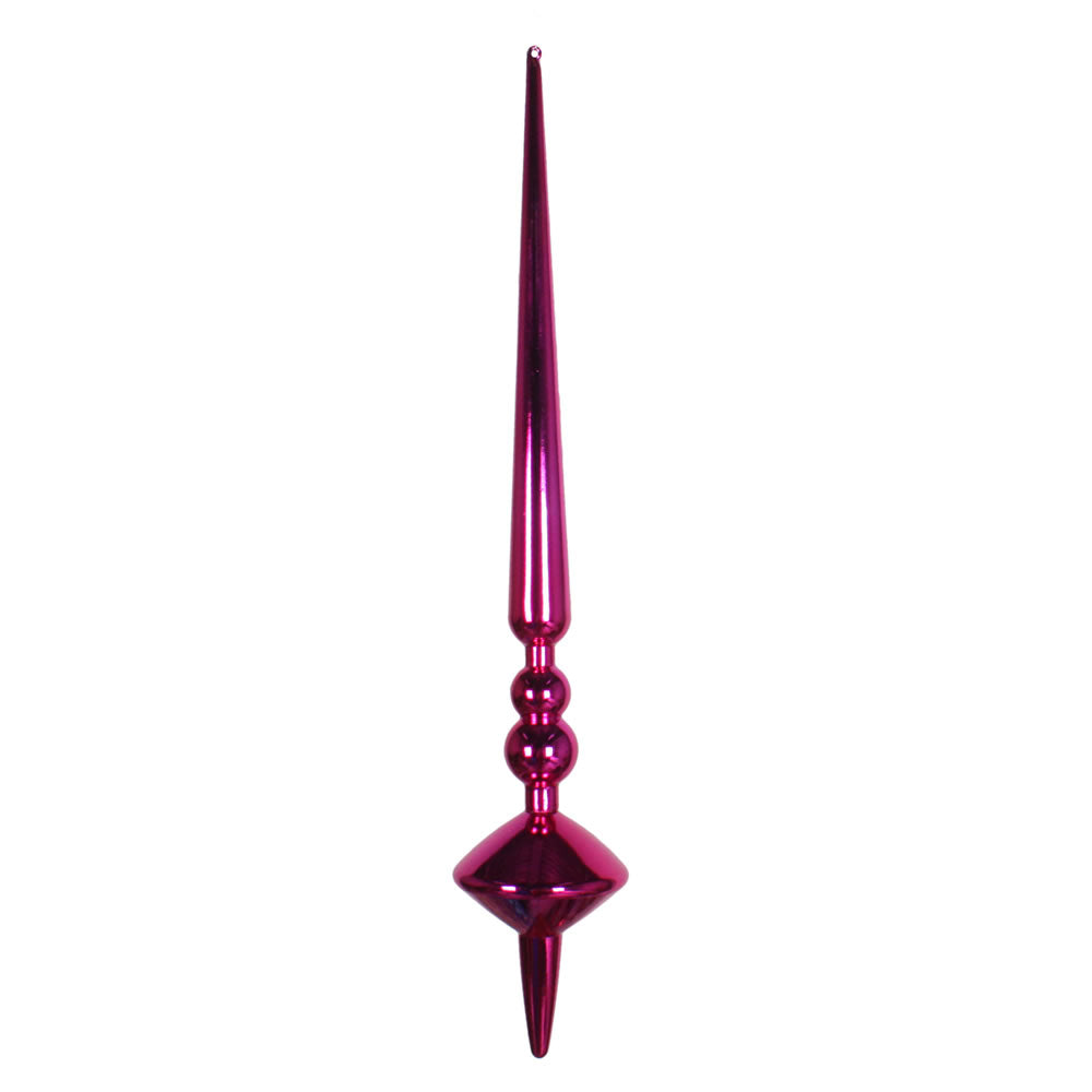 Vickerman 18" Fuchsia Shiny Cupola Finial. This long finial ornament adds depth and texture to any holiday decorating project. Made with shatterproof plastic.