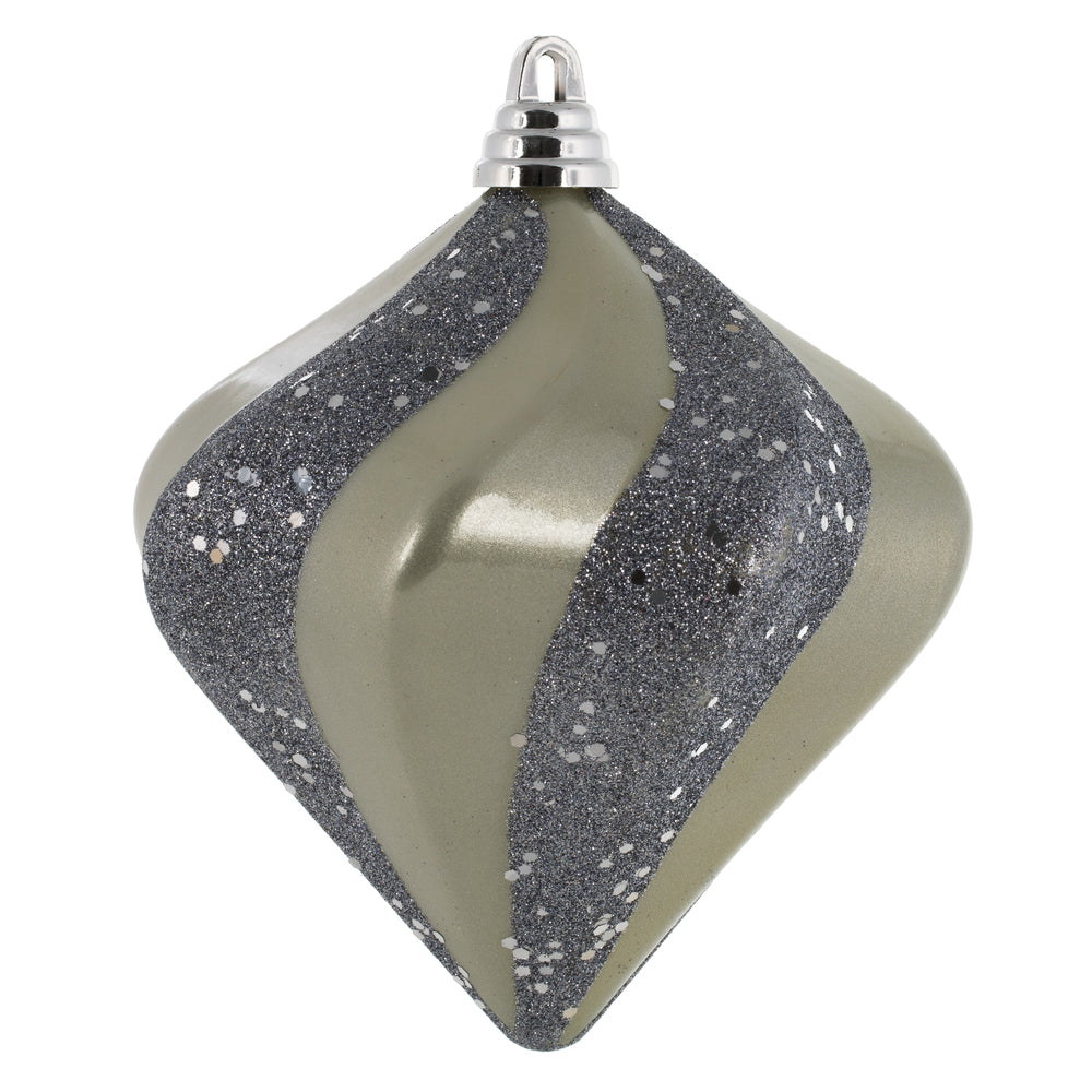 Vickerman 6" Limestone Candy Glitter Swirl Diamond Christmas Ornament