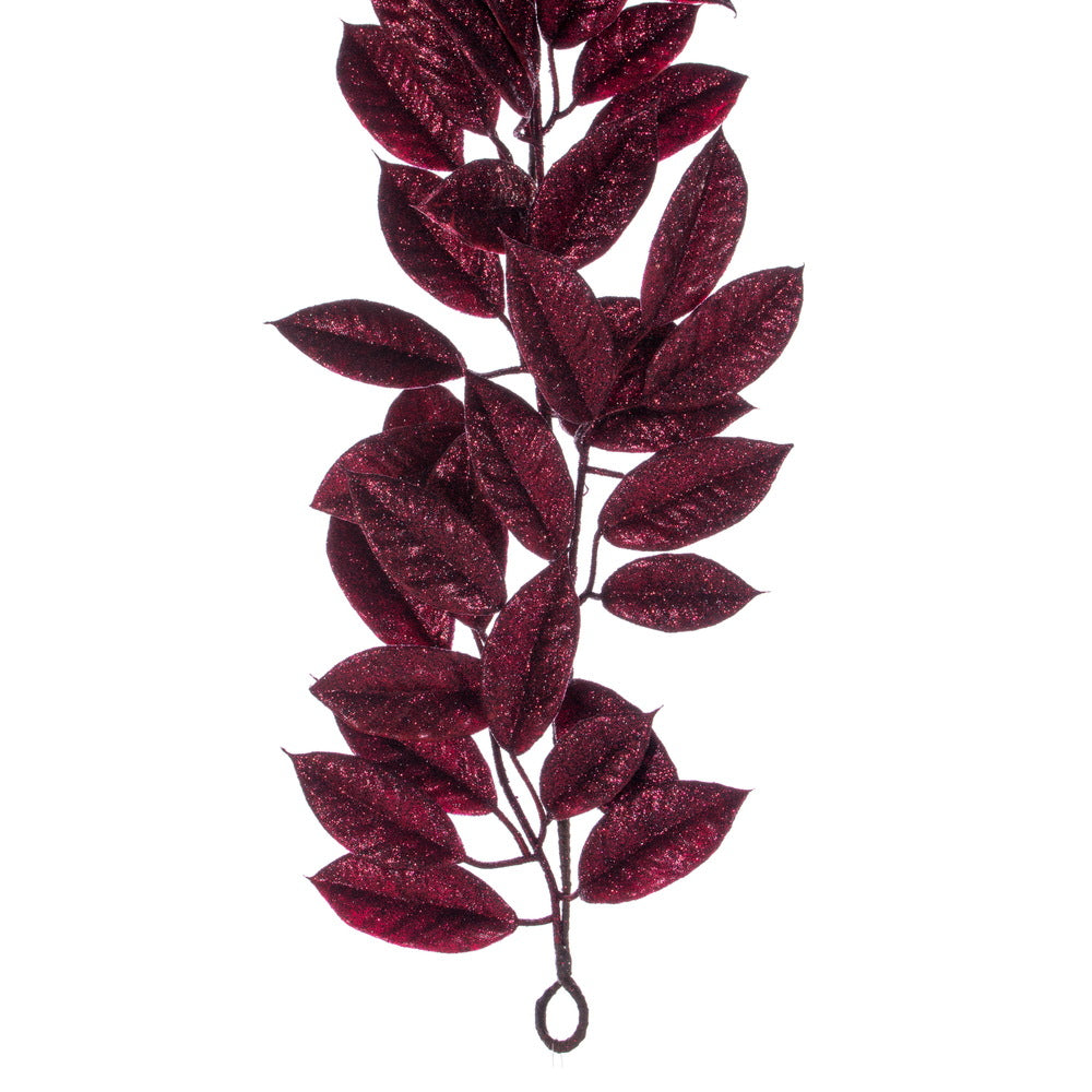 Vickerman 6' Burgundy Artificial Gardenia Glitter Garland.