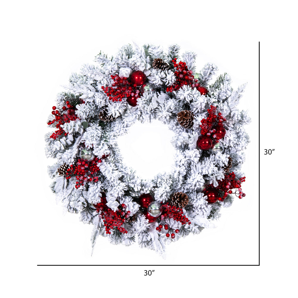 Vickerman 30" Flocked Artificial Christmas Wreath Unlit