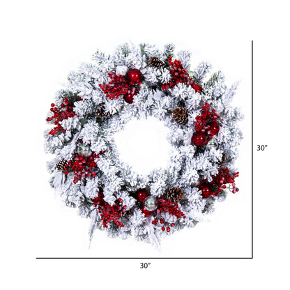 Vickerman 30" Flocked Artificial Christmas Wreath Unlit