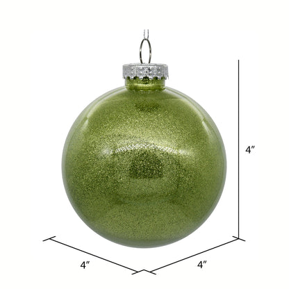 Vickerman 4" Clear Ball Christmas Ornament with Celadon Glitter Interior 6 Pieces per bag