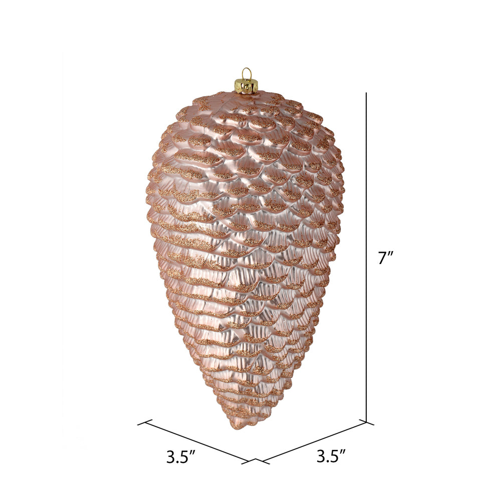 Vickerman 7" Rose Gold Matte Glitter Pinecone Christmas Ornament 4 per set